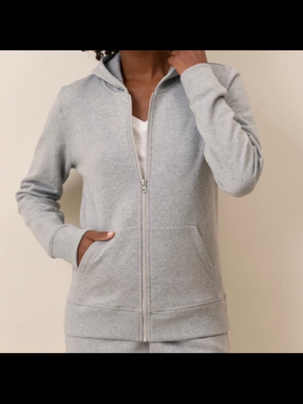Pact Organic Cotton Light Gray Zip-Up Hoodie Size XL